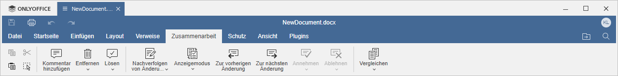 Registerkarte Zusammenarbeit