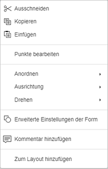 Punkte bearbeiten Menü