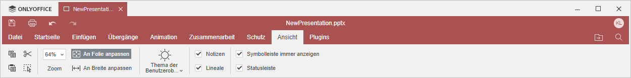 Registerkarte Ansicht