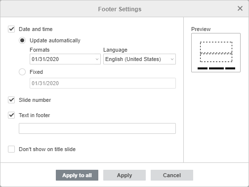 Footer Settings