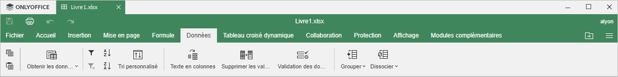 Data tab