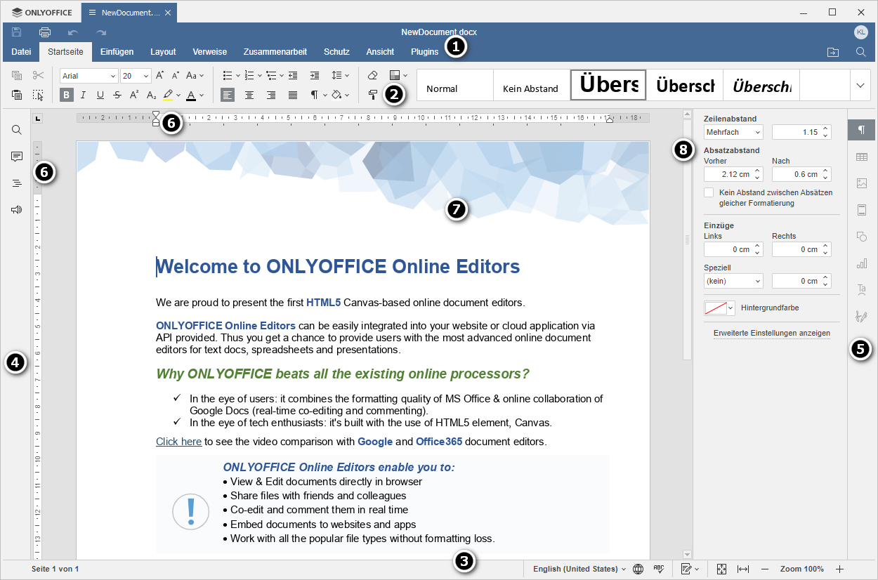 Dialogbox Desktop-Dokumenteneditor