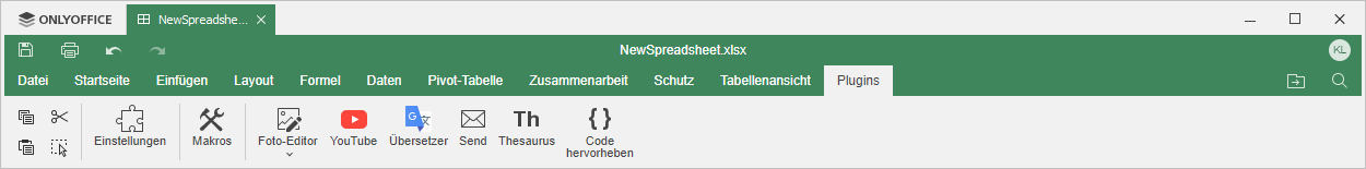 Registerkarte Plugins