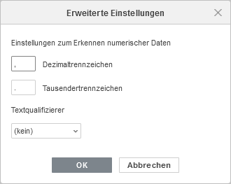 Separator settings window