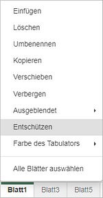 Registerkarte Blatt entschützen