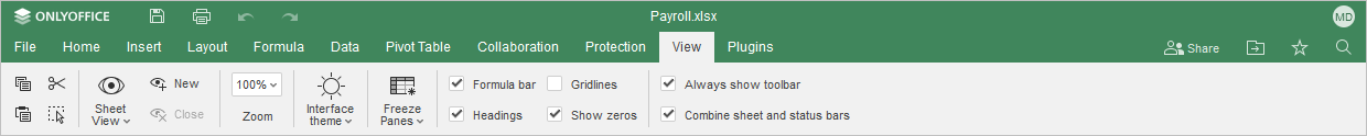 View tab
