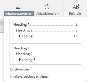 Inhaltsverzeichnis - Optionen