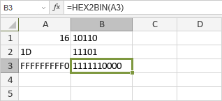 HEX2BIN Function