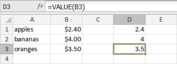 Funzione VALUE