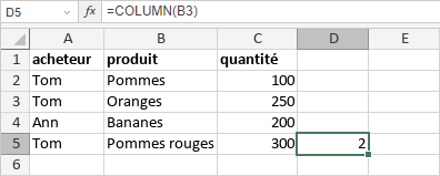 Fonction COLUMN