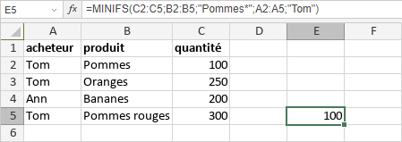 Fonction MINIFS