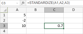 Функция STANDARDIZE