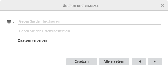Dialogbox Suchen und Ersetzen