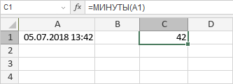 Функция МИНУТЫ