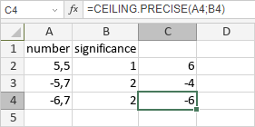 Fonction CEILING.PRECISE