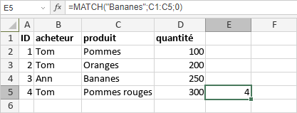 Fonction MATCH