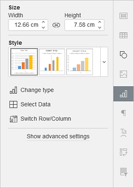 Chart Settings Right-Side Panel window