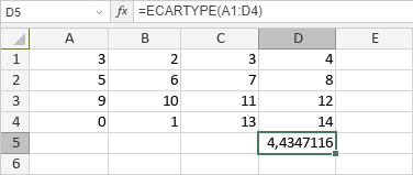 Fonction ECARTYPE