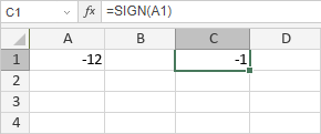 Funzione SIGN: NEGATIVO