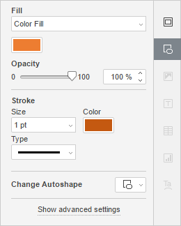 Shape settings tab