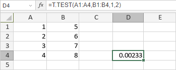 Функция T.TEST