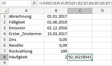 UNREGER.KURS-Funktion