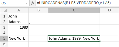 Función UNIRCADENAS