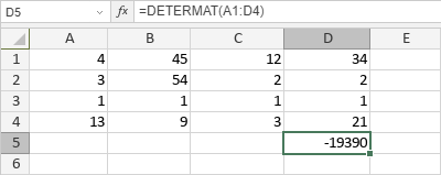 Fonction DETERMAT