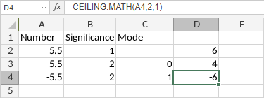 Функция CEILING.MATH