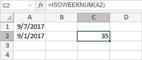 ISOKALENDERWOCHE-Funktion