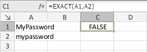 EXACT Function: FALSE