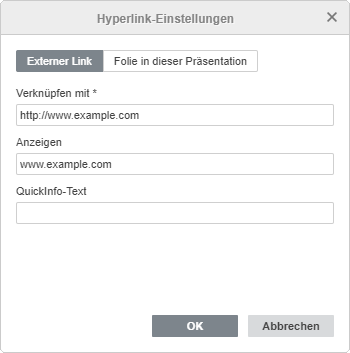 Fenster Einstellungen Hyperlink