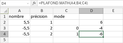 Fonction PLAFOND.MATH