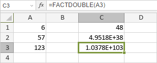 Функция FACTDOUBLE