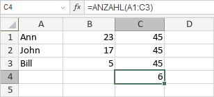 ANZAHL-Funktion