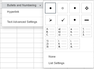 Bullets and numbering