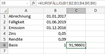 KURSFÄLLIG-Funktion