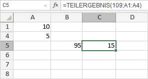 TEILERGEBNIS-Funktion