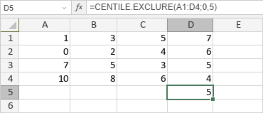 Fonction CENTILE.EXCLURE