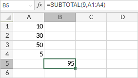 SUBTOTAL Function