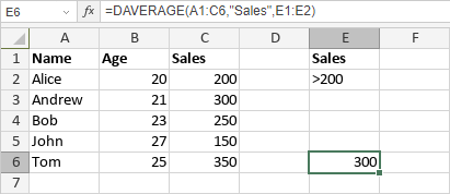 DAVERAGE Function