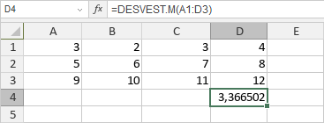 Función DESVEST.M