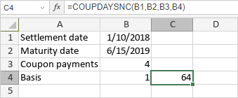 COUPDAYSNC Function