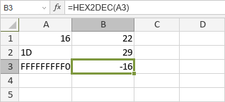 HEX2DEC Function