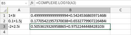 Fonction COMPLEXE.LOG10