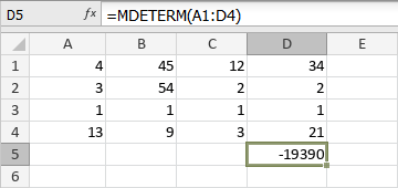 Fonction MDETERM