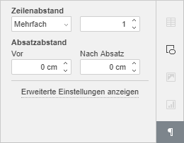 Registerkarte Paragraf-Einstellungen