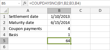 COUPDAYSNC Function