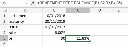 Fonction RENDEMENT.TITRE.ECHEANCE