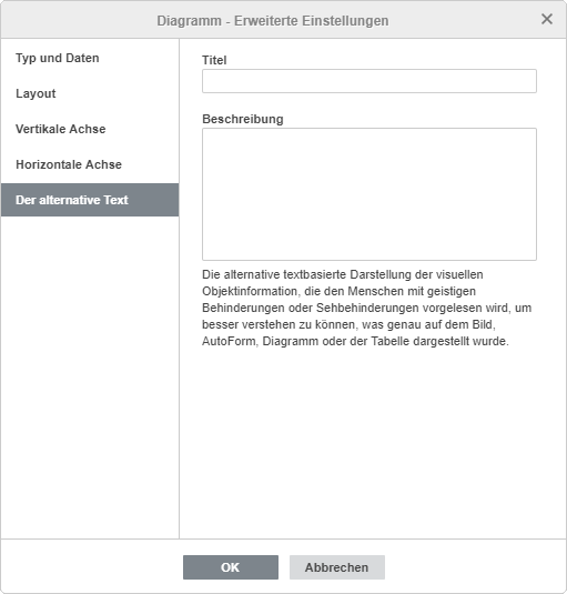 Fenster Diagrammeinstellungen